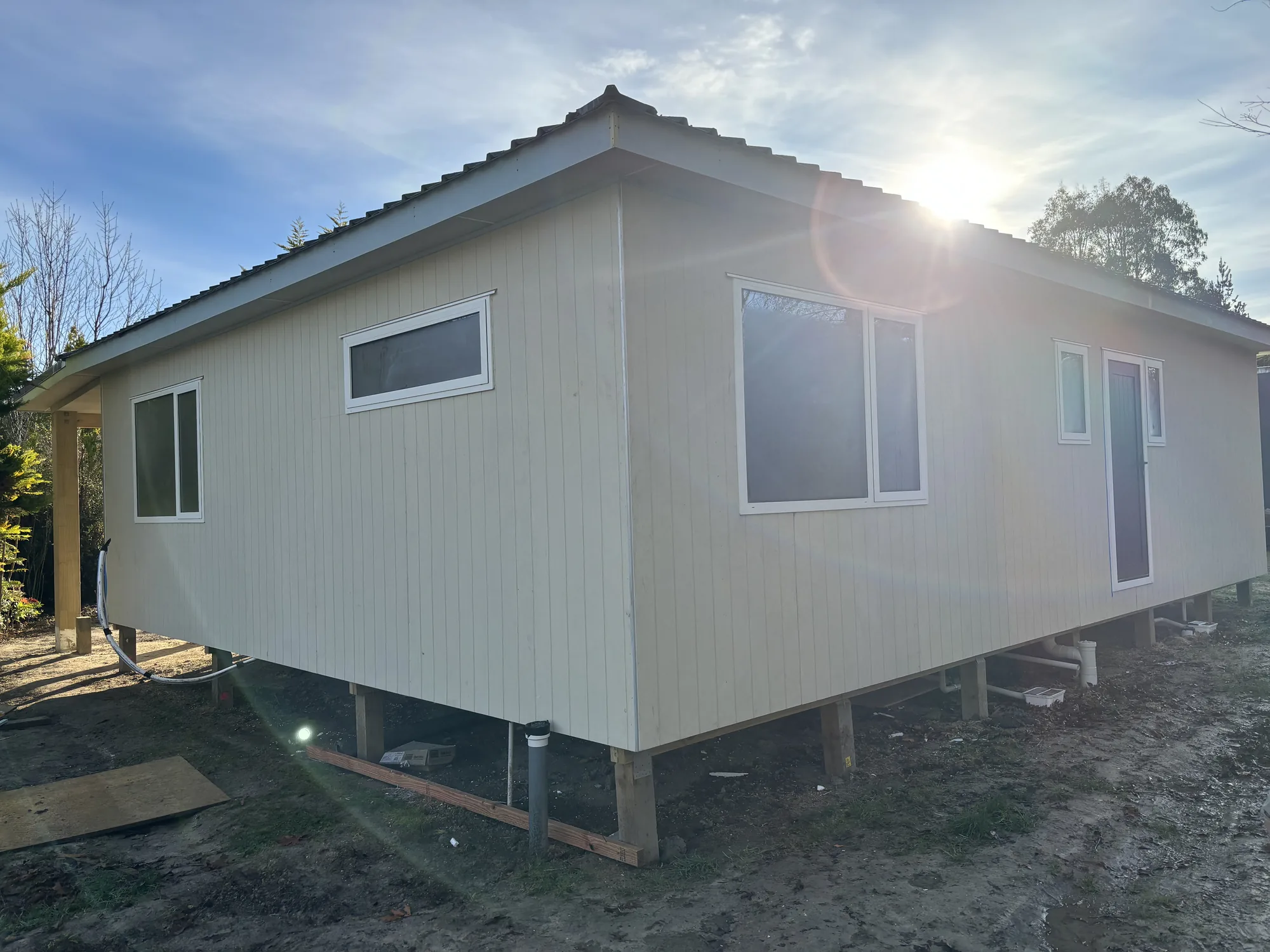 Relocatable-style home on piles ahead of final site works in North Canterbury